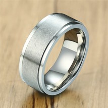 Modyle New Classic Wedding Bands Ring for Men Black Silver Color Matte Stainless - £7.70 GBP