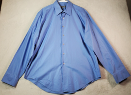 DKNY Shirt Men XL Blue 100% Cotton Slim Fit Natural Stretch Collared Button Down - £13.60 GBP