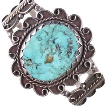 6 5/8&quot; vintage Navajo silver and turquoise bracelet - £383.81 GBP