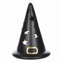 Halloween Outdoor and Indoor Black Witch Hat Clay Lantern, 13 In, by - £30.54 GBP