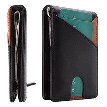 Front Pocket Wallet with Money Clip- RFID Blocking Minimalist Bifold Crazy Horse - £55.42 GBP