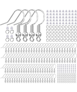 925 Sterling Silver Plated Earring Hooks for Jewelry Making, 300 Pcs Hyp... - $177.32 MXN