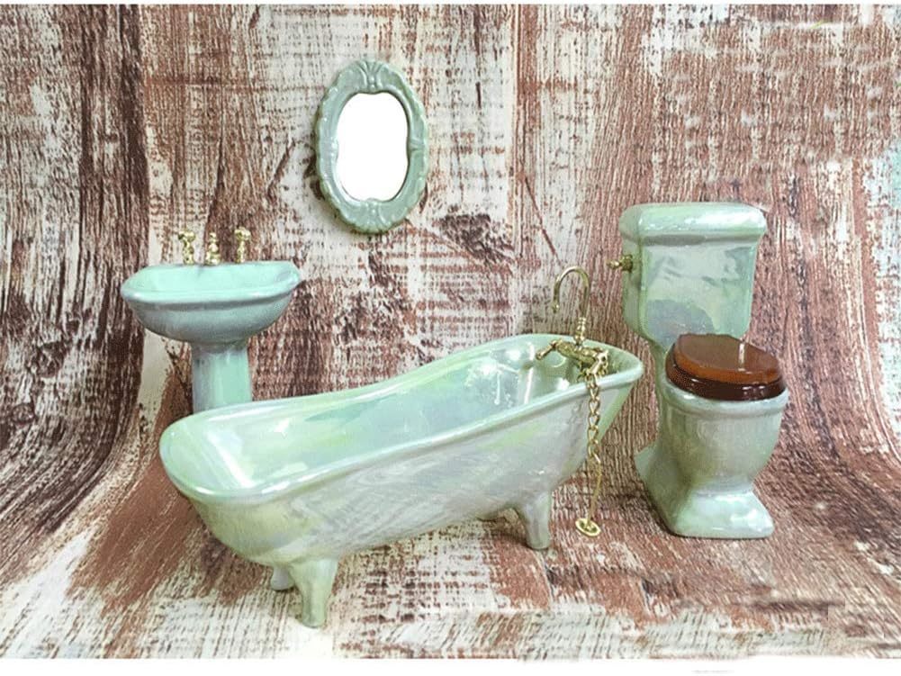 Set Of 4 Pieces, 1:12 Scale Miniature Bathroom Accessories For Dollhouse - $38.97
