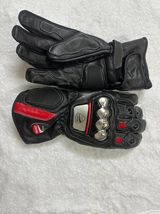 Ducati Corse Motorcycle Racing Leather Gloves - Black Red - Protective - $165.00