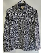 RAFAELLA Sport Cardigan Sweater Zebra Print Mock Neck full zip size Medium - $25.00