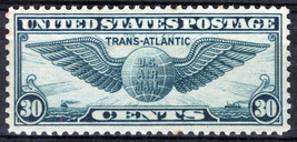 US C24 MNH VF/XF 30c dull blue Winged Globe Airmail Zayix Stamps 0225-MA... - $10.80