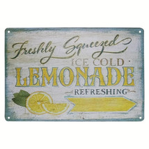 Freshly Squeezed Ice Cold Lemonade Vintage Novelty Metal Sign 12&quot; x 8&quot; Wall Art - £7.01 GBP