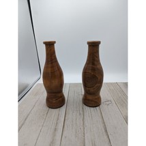 Set 2 Vintage Wood Long Neck Bud Dry Flower Vases Decorative Cottonwood ... - £15.70 GBP