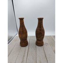 Set 2 Vintage Wood Long Neck Bud Dry Flower Vases Decorative Cottonwood Kansas - $19.96