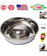 DuraPet Silver Slow Feed Dog Bowl - Premium Stainless Steel for Small Br... - $589.73 MXN