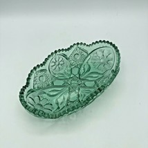 Vintage Green Cut Glass Oblong Vegetable/Relish Dish with Saw Tooth Rim ... - £25.52 GBP
