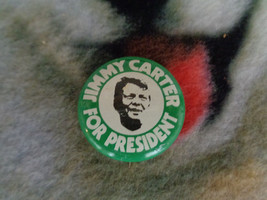 Vintage 1976 Jimmy Carter for President Campaign Pin Button 1 1/8&quot; Green - £3.10 GBP