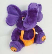 Vintage Plush Appeal Purple &amp; Orange Halloween Elephant Pumpkin Stuffed Animal - £29.61 GBP