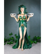 Large Greek Gorgon Goddess Medusa In Green Gown Dual Votive Candleholder... - $138.46 CAD