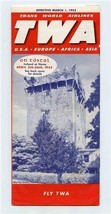 TWA Timetable Trans World Airlines TWA March 1953 Schedule Blarney Castle - £16.36 GBP