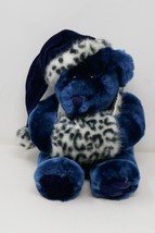 Dan Dee Blue Teddy Bear w/Leopard Santa Hat Muff 10&quot; Plush Stuffed Animal RARE - £18.02 GBP