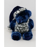 Dan Dee Blue Teddy Bear w/Leopard Santa Hat Muff 10&quot; Plush Stuffed Anima... - £18.99 GBP