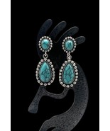 Southwestern Navajo Style Silver Tone Faux Turquoise Multi Stone Dangle ... - £10.22 GBP