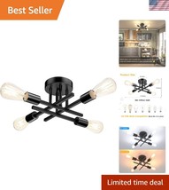 Elegant Matte Black Semi Flush Mount 4-Light Sputnik Ceiling Fixture - $40.00