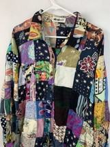 We Be Bop Shirt Women 2X Oversized Patchwork Flowy Art Y2K Tunic - £47.84 GBP