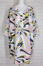 ISLE Pocket Tunic Dress Abstract Print Lightweight V Neck Melis Kozan NW... - $133.64