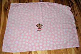 Carters Just One You Pink White Polka Dot Circle Ballet Monkey Plush Blanket - £24.80 GBP