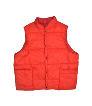 Vintage Quilted Puffer Vest Jacket Mens L Red Snap Button Retro Ski Insu... - £17.34 GBP