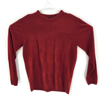 Tricots St. Raphael Mens Pullover Sweater Red Long Sleeve Crew Neck Ribbed L - £19.29 GBP