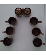 Vintage Redware Artisan Set Of 6 Cups &amp; Double Condiments - $94.55 CAD