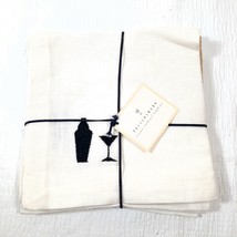 NEW Pottery Barn Cosmo Cocktail Napkins Set 4 Cloth Cotton Embroidered m... - £24.74 GBP