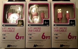 Lot of 3, 6Ft. Micro USB Cable, sync and charge, Micro Cable, New - $15.35