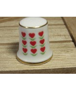 Thimble Red Hearts White Porcelain Vintage Marked &quot;Knobler Japan&quot; Gold P... - £3.71 GBP