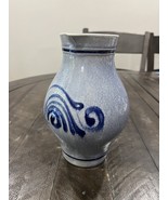 Marzi Remy Salt Glaze Blue Pottery Pitcher West Germany 7.5” Vintage - $27.79 CAD
