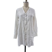 Eileen Fisher 100% Organic Irish Linen Button Down Tunic Shirt White Sz L  - £107.21 GBP