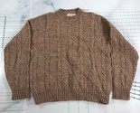 Vintage Wool Sweater Mens Small Heathered Brown Cable Knit Pure Virgin Wool - £29.84 GBP