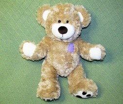 15&quot; BUILD A BEAR PATCHES CHAMP TEDDY STUFFED ANIMAL PURPLE HEART PLUSH T... - £10.57 GBP