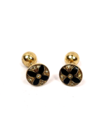 Vintage Cufflink Set KJL Kenneth Jay Lane Antique Gold Black Crystal Signed - €39,64 EUR