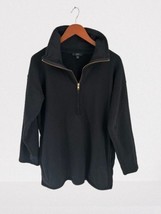 J.CREW Sweatshirt Half-zip Black Jacket Oversized French Terry Pullover ... - $34.64