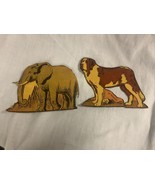 2 1930s era Die Cut Cardboard Print Animals Foldable Stand Up Play Figures - £5.41 GBP