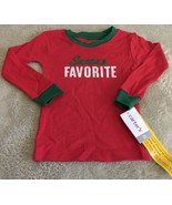 NEW Carters Boys Red Green Santa&#39;s Favorite Snug Long Sleeve Pajamas Shi... - $8.73 CAD