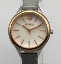 Fossil Suitor Watch Women Rose Gold Tone Gray  Leather Band New Battery - £23.48 GBP