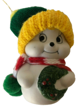 Snowman Bell Porcelain Ornaments Gift Co Snowmen Knitted Hat Christmas W... - $15.00