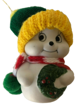 Snowman Bell Porcelain Ornaments Gift Co Snowmen Knitted Hat Christmas W... - £11.78 GBP