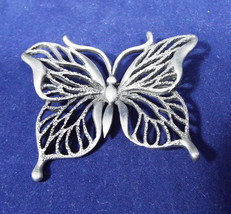 Signed Jonette Pewter 2 1/4 Inch Butterfly Vintage Brooch Pin - £23.76 GBP