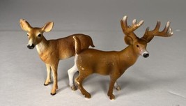 Schleich RETIRED Deer Buck 2002 &amp; Doe 2018 Toy Figures - £5.47 GBP