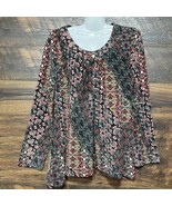 Southern LadyShirt Top Medium Babydoll Long Sleeve Floral Print Boho Han... - $212.18 MXN