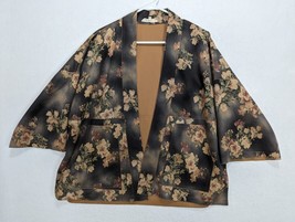 Solitaire Womens Jacket Floral Print Faux Suede Size M Polyester Brown - £38.11 GBP