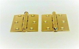 Loose Pin Door Hinges (Pair) 3.5&quot; Inch Brass Plated Steel Internal Butt 88x 32mm - £6.02 GBP