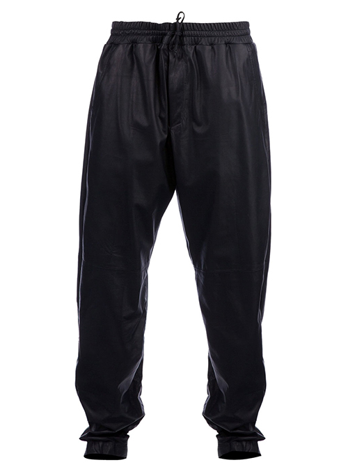 Leather Joggers Pants Black Colour Mono ectric, Men Wasit  Zipper Belted Pants