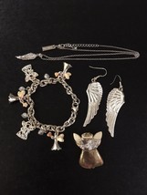 Lot Of Angles Necklace Cookie Lee Earrings Pin Bracelet 7.5 Charms - £17.64 GBP